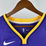 LAKERS DONCIC'#77 Blue Flying Man Top Quality Hot Pressing NBA Jersey(V领）