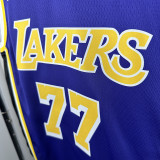 LAKERS DONCIC'#77 Blue Flying Man Top Quality Hot Pressing NBA Jersey