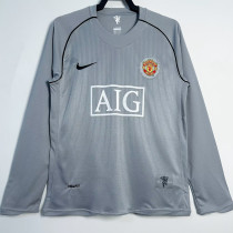 2007/2008 Man Utd Goalkeeper Grey  Long Sleeve Retro Soccer Jersey
