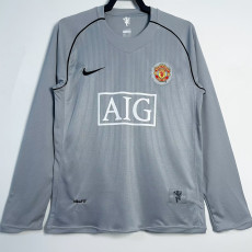 2007/2008 Man Utd Goalkeeper Grey  Long Sleeve Retro Soccer Jersey