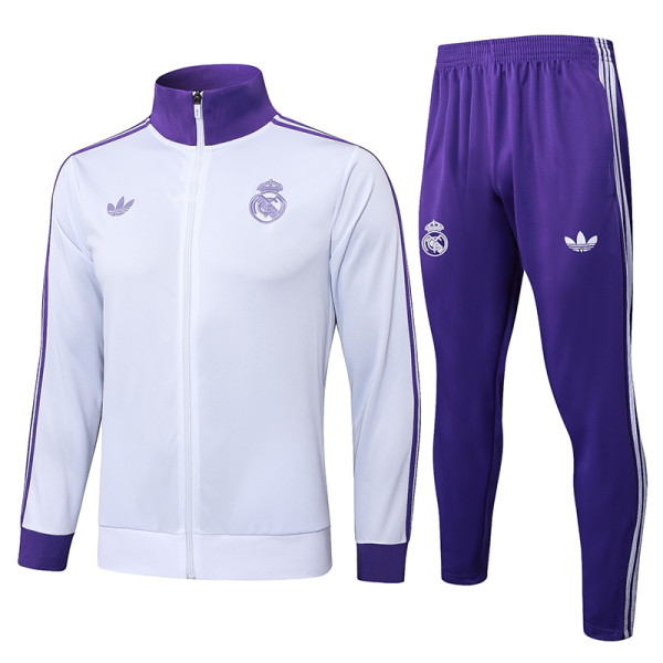 25/26 RMA White Retro Edition Jacket Tracksuit#A873（紫领）