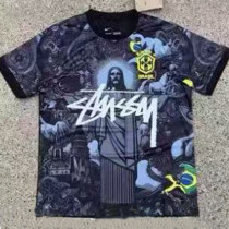 2024 Brazil Christ statue black Signature Fans Soccer Jersey(签名版）
