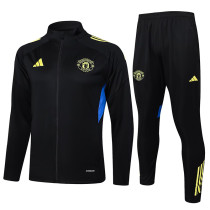 25/26  Man Utd Black  Jacket Tracksuit#A2526（蓝色侧边）