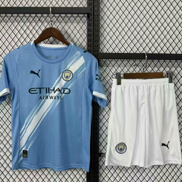 25/26 Man City Home Kids Soccer Jersey