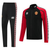 25/26  Man Utd Black&Red Retro Edition Jacket Tracksuit
