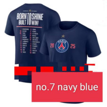 2025 PSG Navy Blue Champions League pure cotton T-shirt#No.7(纯棉、海军蓝 ）