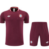 25/26 Bayern Maroon Retro Training Short Suit (直纹）