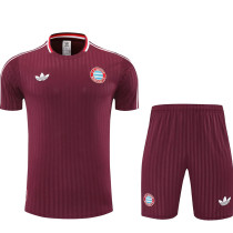 25/26  Bayern Maroon Retro Training Short Suit （直纹）