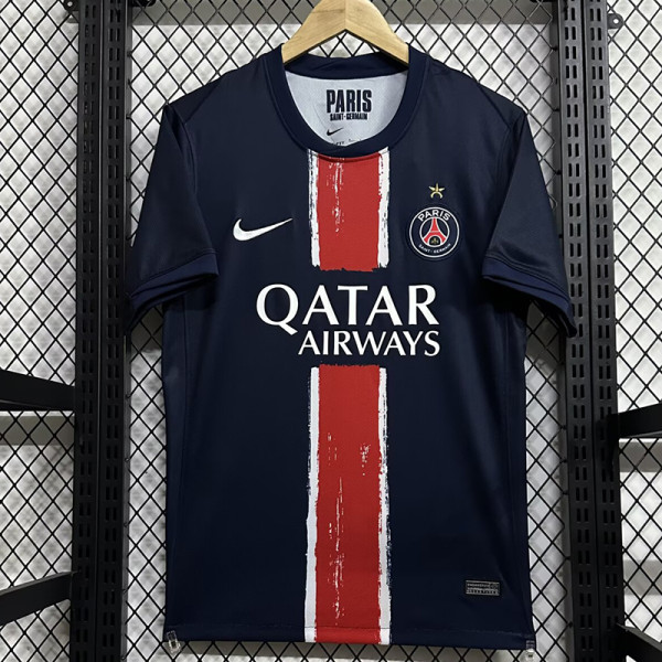 24/25 PSG Home  Fans Soccer Jersey(With stars)(前后带星）