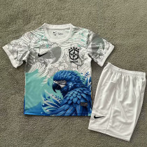 25/26 Brazil Parrot Special Edition White  Kids  Soccer Jersey