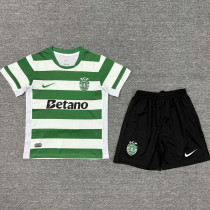 25/26 Sporting Lisbon Home Kids Soccer Jersey硅胶队徽