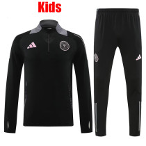 24/25 Inter Miami Black  Kids Half Pull Tracksuit  (童装、半拉链)