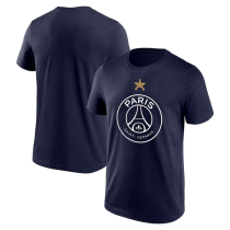 2025 PSG  Champions Royal Blue pure cotton T-shirt(纯棉 、宝蓝胸前白标）