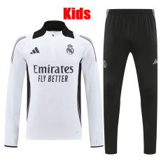 25/26 RMA White  Half Pull  Kids tracksuit  (童装白配黑裤、半拉链)