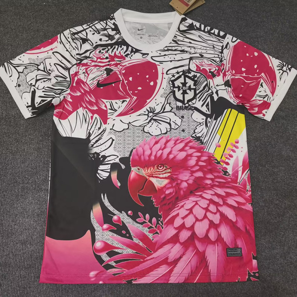 25/26 Brazil Parrot Pink Red  Fans Soccer Jersey