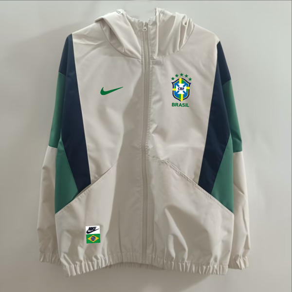 2025 BrazilNew Edition White   Assault  Hooded Windbreaker