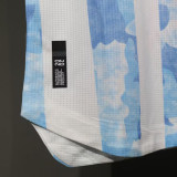 2021  Argentina Home  Player Version Soccer Jersey（Messi#10)左右21美洲带章+胸前字带美洲杯图