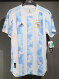 2021  Argentina Home  Player Version Soccer Jersey（Messi#10)左右21美洲带章+胸前字带美洲杯图