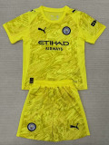25/26 Man City Goalkeeper Yellow Kids Soccer Jersey