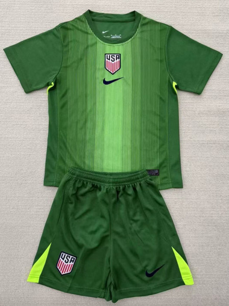 25/26 USA Goalkeeper Green Kids  Soccer Jersey