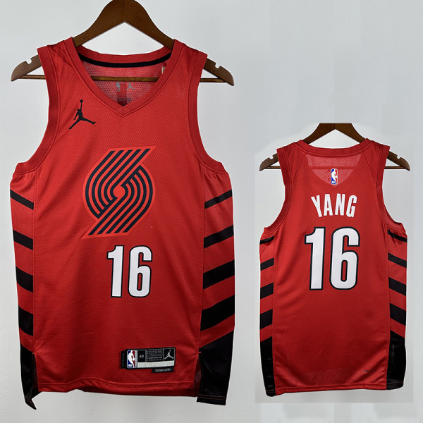 22/23 Trail Blazers  YANG #26 Red Flying Man Edition Top Quality Hot Pressing NBA Jersey