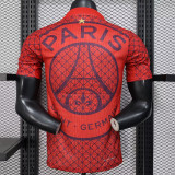 25/26 PSG Red Grid pattern  Player Version Training Shirts(With stars#前后带星）