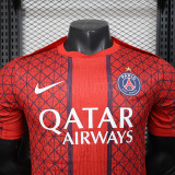 25/26 PSG Red Grid pattern  Player Version Training Shirts(With stars#前后带星）