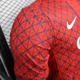 25/26 PSG Red Grid pattern  Player Version Training Shirts(With stars#前后带星）