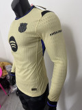 25/26 BAR Away Yellow  Player Version  Long Sleeve  Soccer Jersey