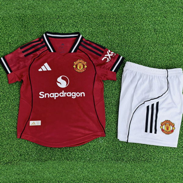 25/26 Man Utd Home  Player Version Kids Soccer Jersey球员