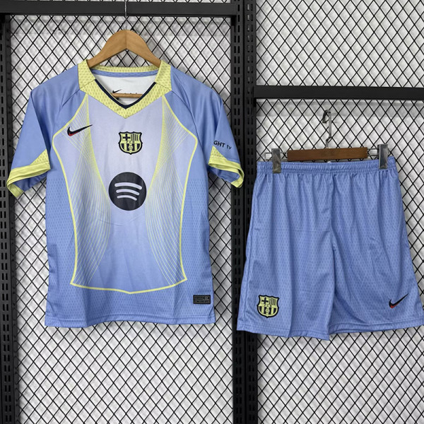25 /26 BAR Light Blue  Kids Soccer Jersey(蓝胸花01)