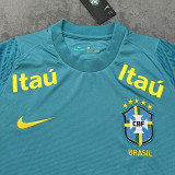 2021 Brazil Lake Blue Retro Soccer Jersey(圆领）
