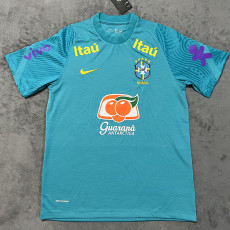 2021 Brazil Lake Blue Retro Soccer Jersey(圆领）