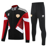 25/26  Man Utd Black & Red Retro Jacket Tracksuit#F14