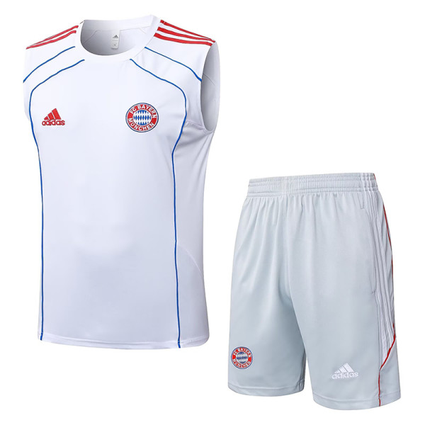 25/26 Bayern  White Retro Training Vest Suit #D25104（蓝色边）
