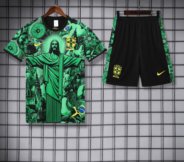 25/26 Brazil Jesus Statue Green Training Short Suit