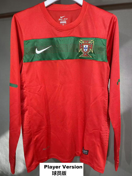2010 Portugal Home Player Version Long Sleeve Retro Soccer Jersey (长袖球员)