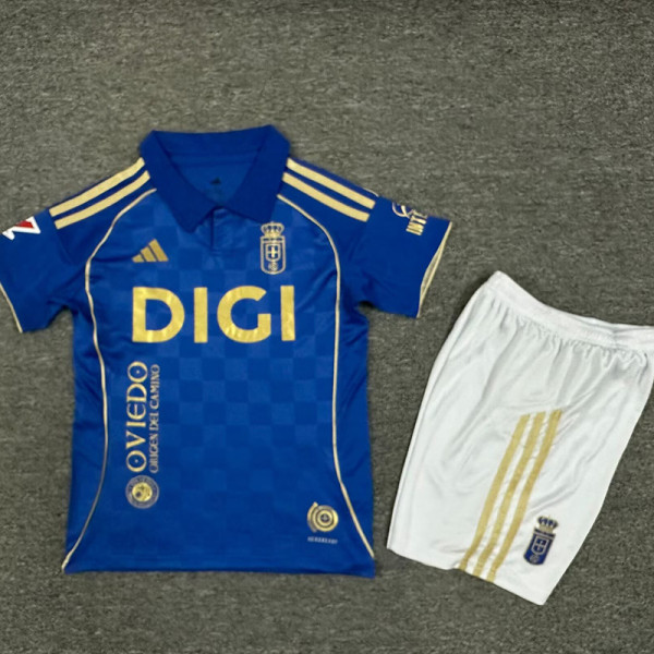 25/26 Real Oviedo Home Kids Soccer Jersey