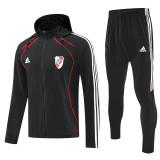 25/26 River Plate Black Hooded Windbreaker Tracksuit