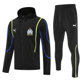 25/26 Marseille Black Hooded Windbreaker Tracksuit