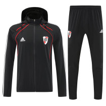 25/26 River Plate Black Hooded Windbreaker Tracksuit