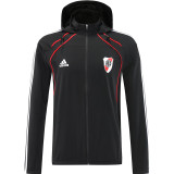 25/26 River Plate Black Hooded Windbreaker Tracksuit