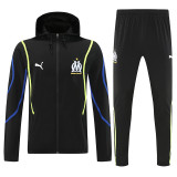 25/26 Marseille Black Hooded Windbreaker Tracksuit