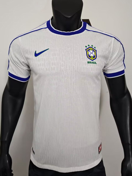 1998 Brazil  White Player Version Soccer Jersey（带四星）