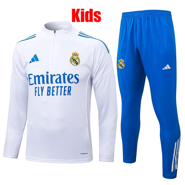 25/26 RMA White &Blue Kids Half Pull Tracksuit #E25124(童装\半拉链)