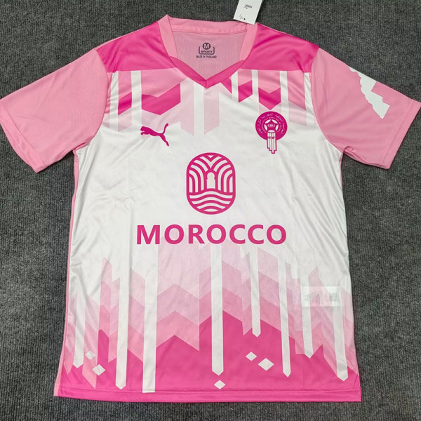 25/26 Morocco Pink & White Training Shirts(胸前MOROCCO 广告）