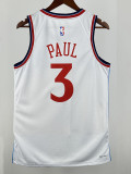 24/25 Clippers PUAL # 3 White Top Quality Hot Pressing NBA Jersey