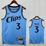 24/25 Clippers PUAL # 3 City Edition Blue Top Quality Hot Pressing NBA Jersey