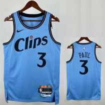 24/25 Clippers PUAL # 3 City Edition Blue Top Quality Hot Pressing NBA Jersey