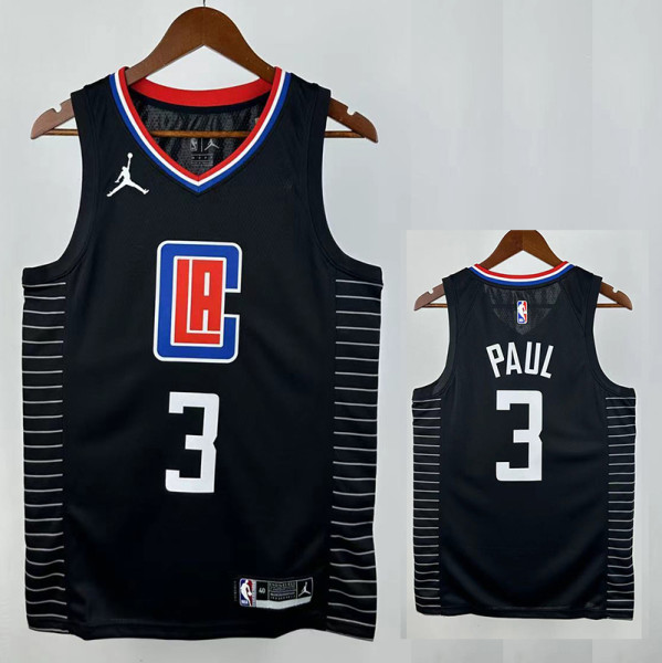 Clippers PUAL # 3 Fly Man Black Top Quality Hot Pressing NBA Jersey